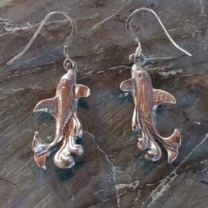 New Silver Koi Fish Earrings,